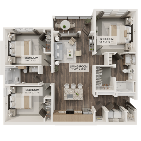 C1 Floor Plan at Terrassa Luxury Apartments, Saint Augustine, 32084